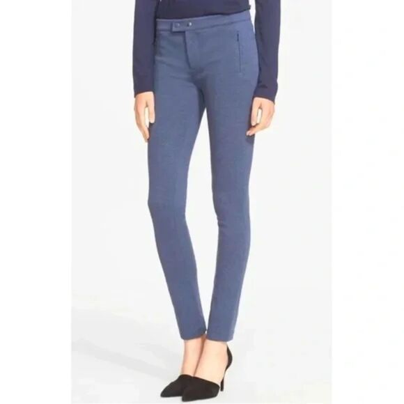 VINCE Ponte Skinny Knit Trouser Navy Blue Sz 6 - Picture 1 of 5